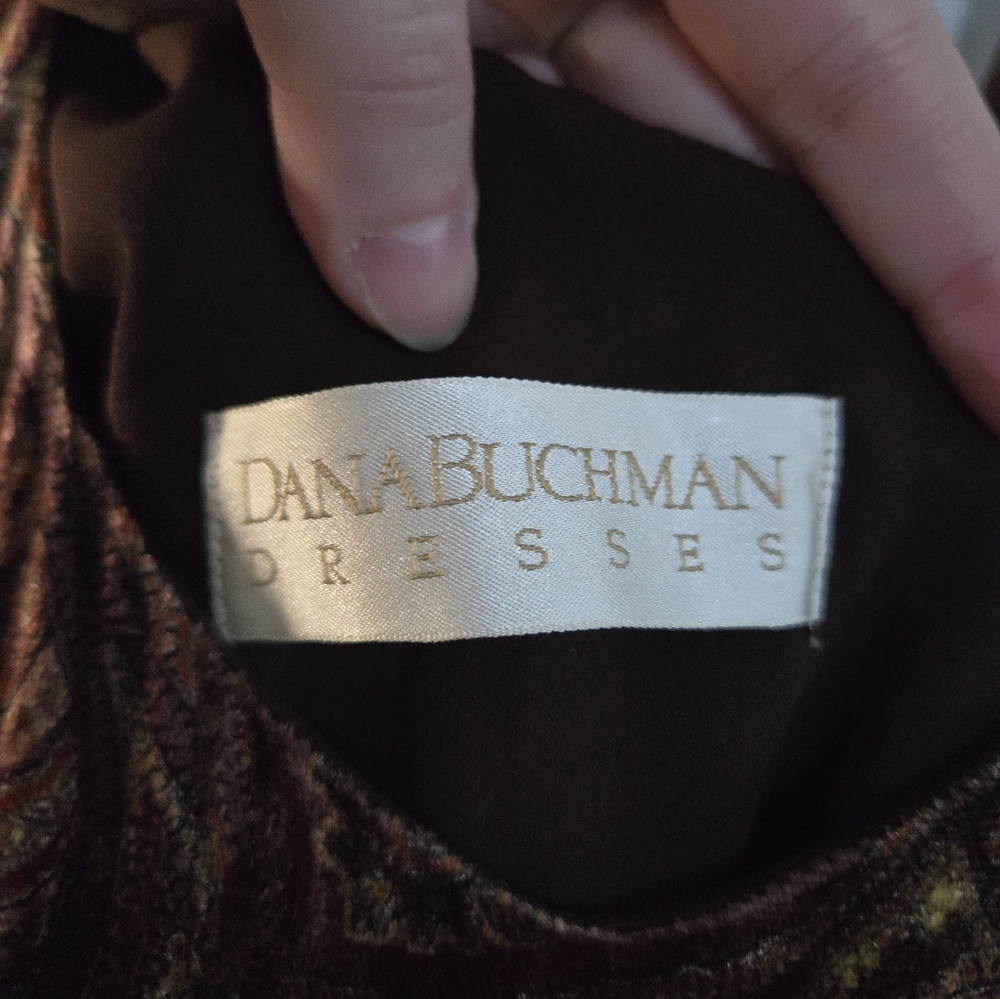 NWOT Brown Paisley Full Length Dana Buchman Dress - Picture 7 of 8